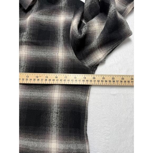 John Elliot Brushed Flannel Button Up Shirt White Black Plaid Medium - Picture 5 of 6